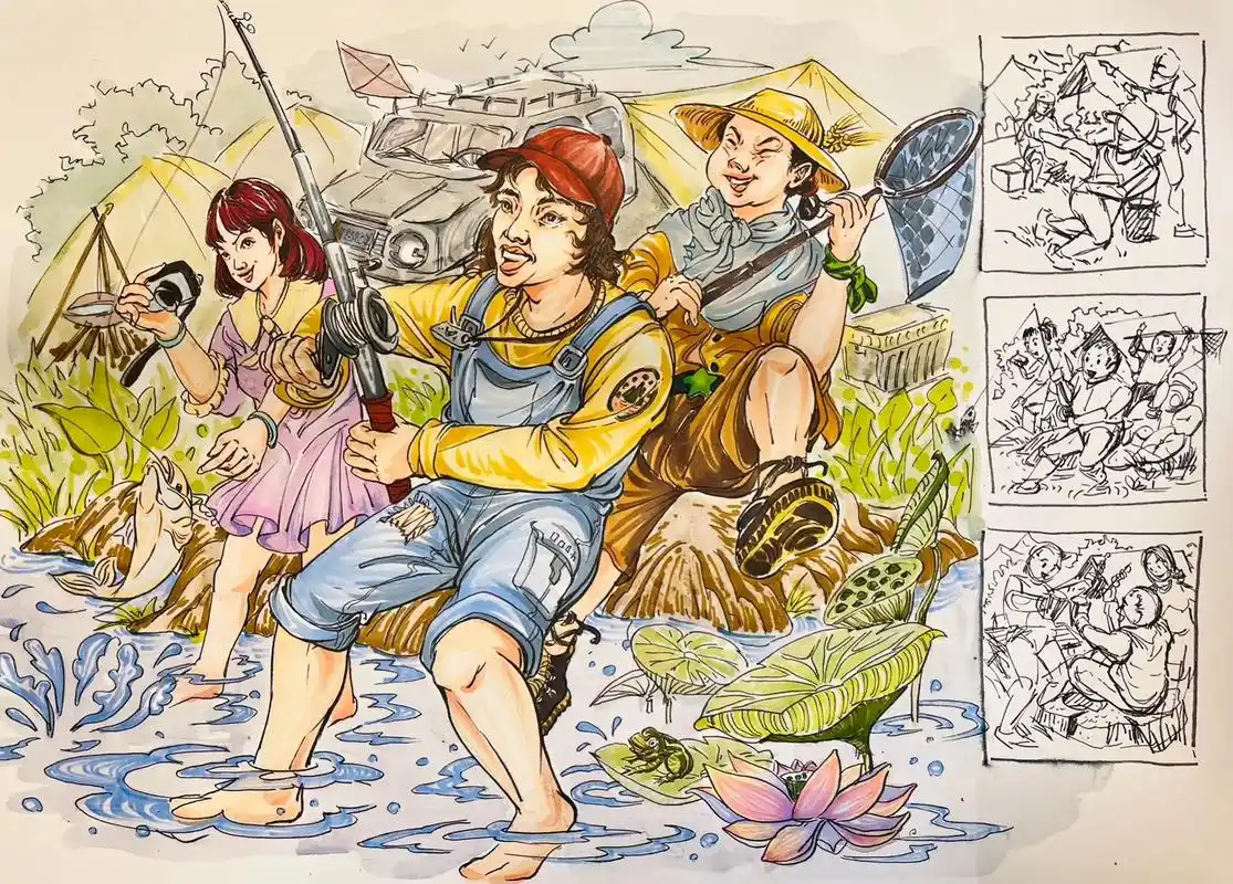 7115马克笔速写:《户外模版》创作步骤.