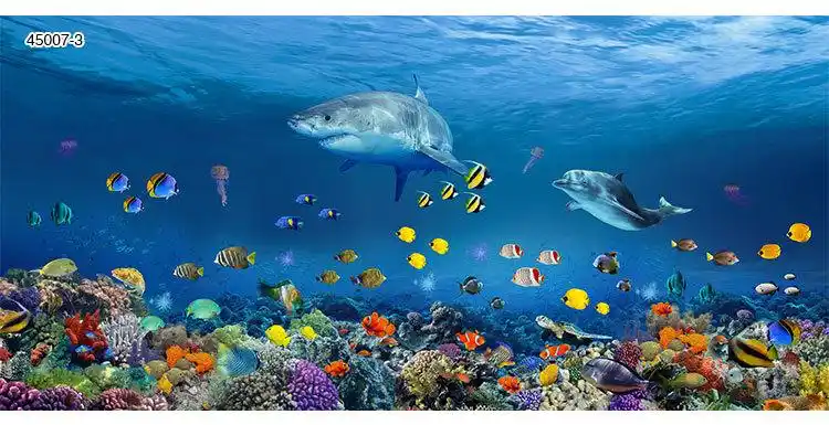 3d海底海洋世界无缝大型壁画主题ktv壁纸餐厅儿童房卧室客厅墙纸