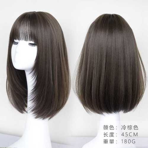 正品假发女中长发 网红时尚内扣锁骨发型 自然圆脸直发全头套假头