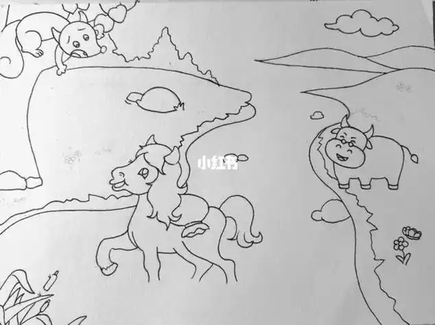 小马过河主题简笔画