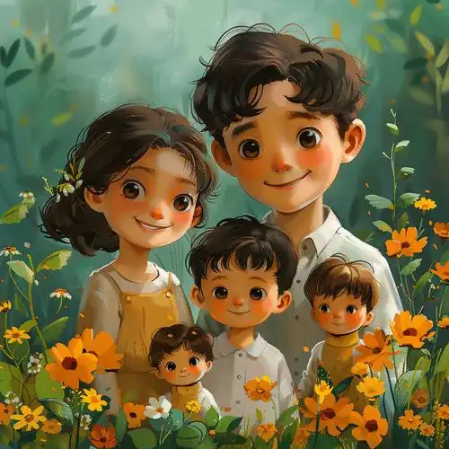 亲子头像 | 一家五口全家福,三个儿子_成长_笑容_无尽