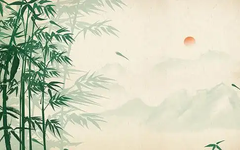 水墨竹子背景竹林山水古风背景海报