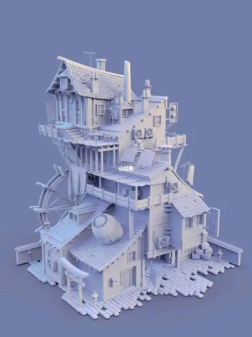 3d场景建模现代古风小房子