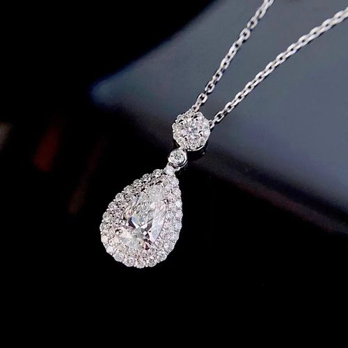 925银水滴钻石锁骨项链女 高级感轻奢小众设计梨形钻石项坠吊坠