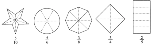 2.根据分数把图形分一分,并画出阴影部分.