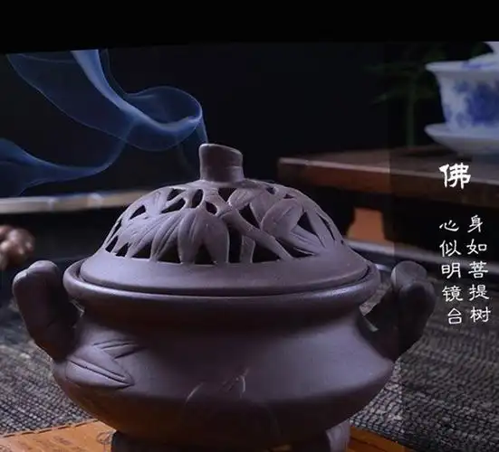 紫砂香炉 香熏炉 佛供香炉摆件 线香塔香盘香 香插盘 佛具.