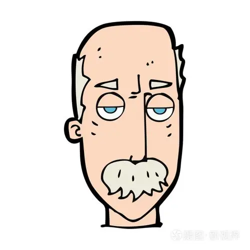 卡通无趣的老男人