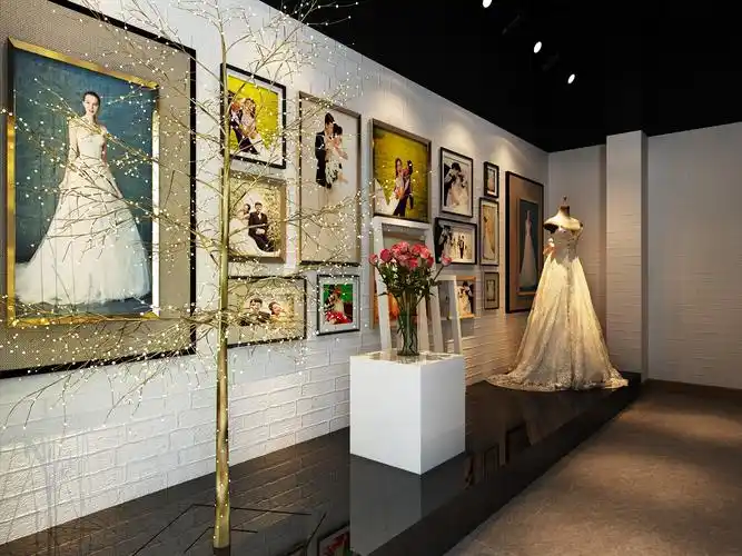 定制婚纱店装修样板间图片90平米 婚纱店复古门头装修效果图