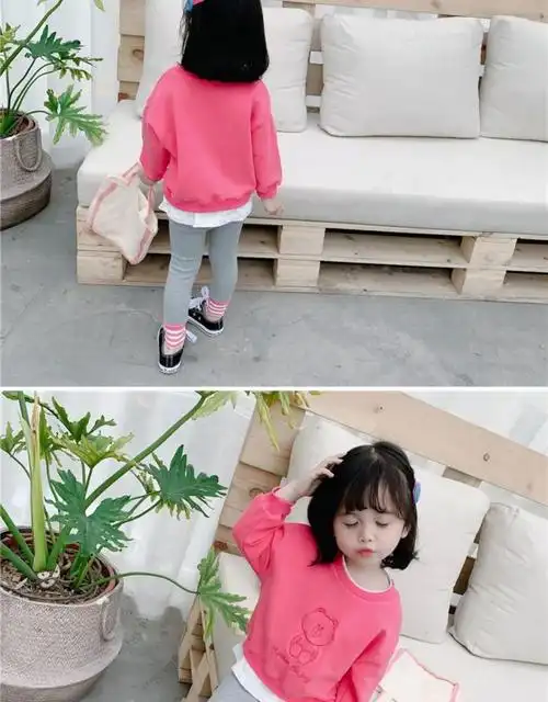 宝宝春秋装套装新款女童卫衣秋装13岁儿童衣服春季韩版童装浅绿色割洞