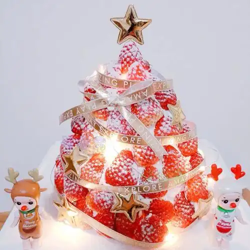 圣诞节老人雪人抖音isn网红草莓塔定制新年生日蛋糕新鲜生日蛋糕