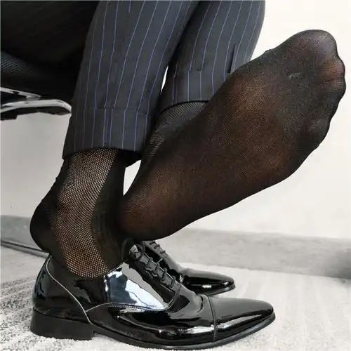 日本超薄款商务男日本正装丝袜 tnt丝袜半面镂空花纹性感男士袜子