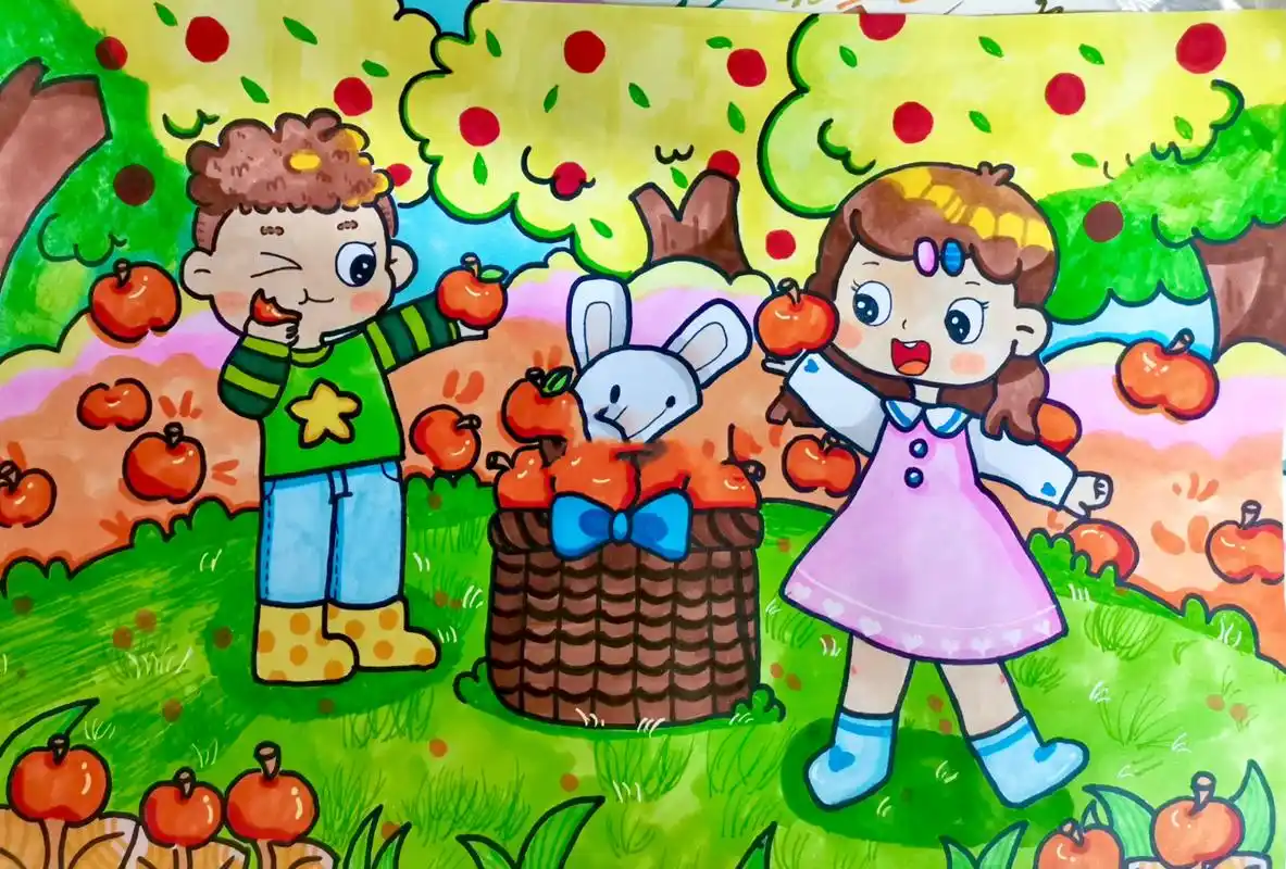 秋天丰收|简笔画 秋天丰收主题画简笔画