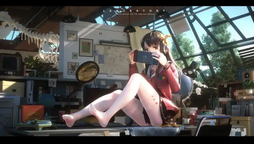 漂亮美少女女孩子手机白裤袜美脚美腿好看二次元4k动漫壁纸