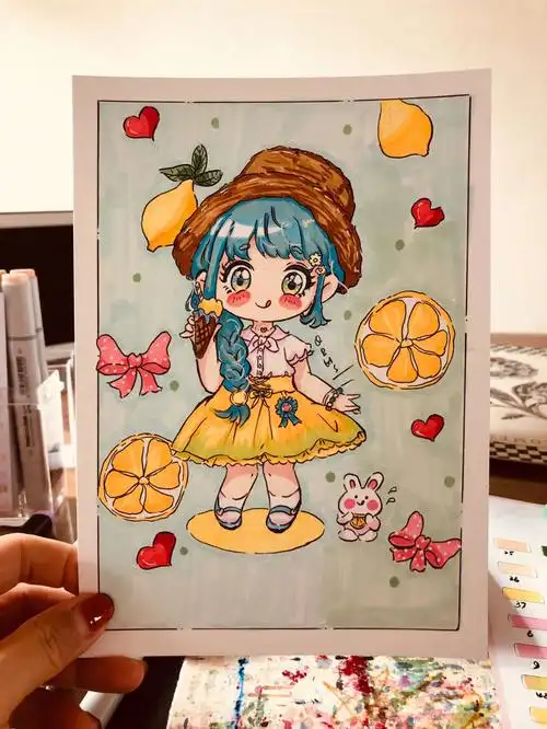 今日马克笔动漫手绘柠檬女孩