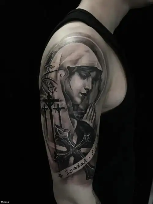 写实圣母_纹身图案手稿图片_ray的纹身作品集
