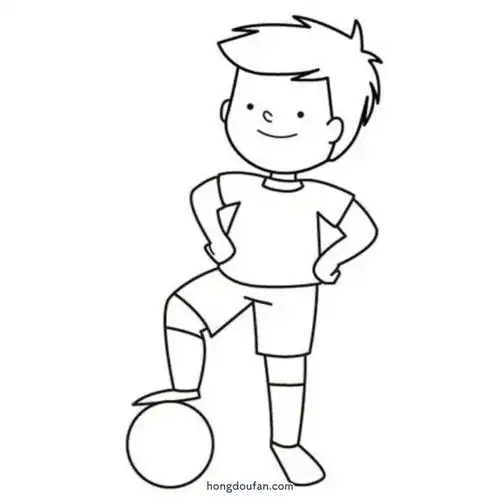 踢足球体育课填色大全-红豆饭小学生简笔画大全