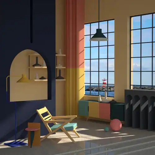 北欧风室内小场景-c4d建模