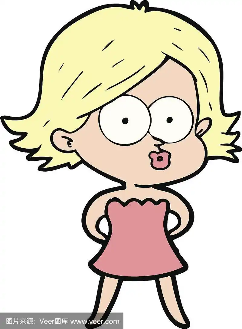 卡通女孩撅嘴