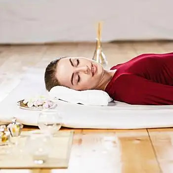 美女,按摩,头像,躺着,水疗,中心