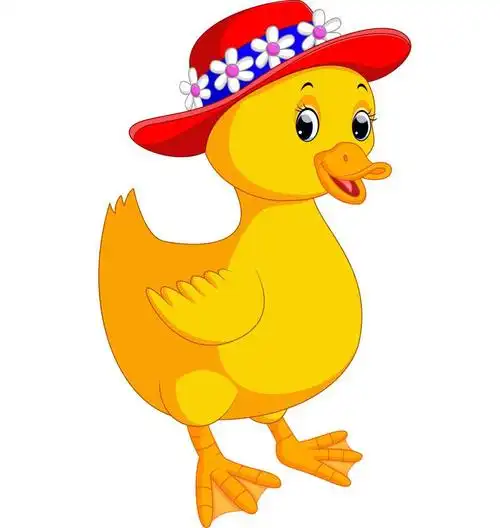 矢量卡通戴帽子可爱小鸭子