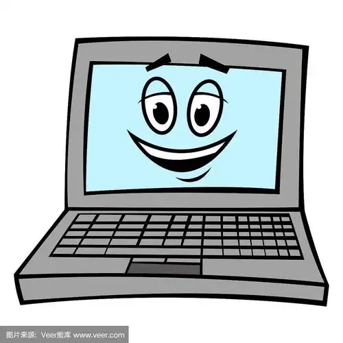 卡通笔记本电脑矢量插图在白色的背景
