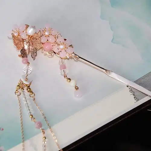 古风发簪步摇流苏古装汉服簪子女头饰古代宫廷发饰对钗盘发