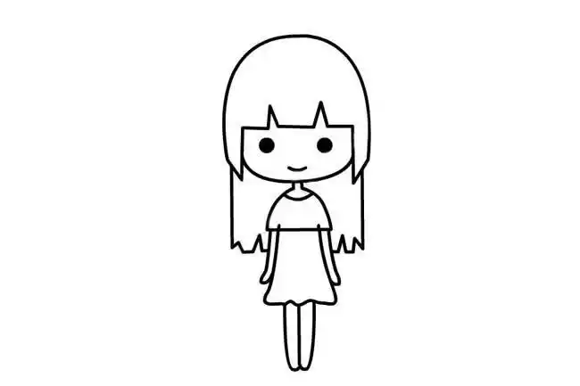 可爱的长发小女孩简笔画步骤图解教程