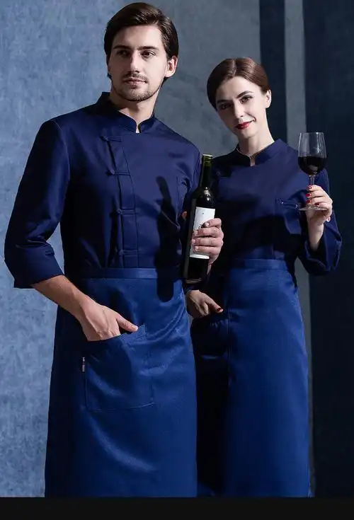 秋季新款厨师服 长袖高档饭店酒店西餐厨房 工作服制做透气男厨衣