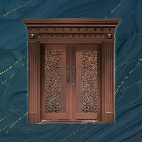 爱唯铜艺扇形雕刻纯紫铜中式别墅庭院对开铜门zst1