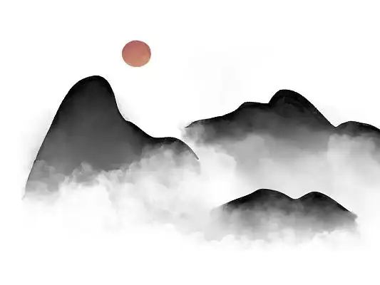 水墨山剪影古风山水剪影中国风png素材