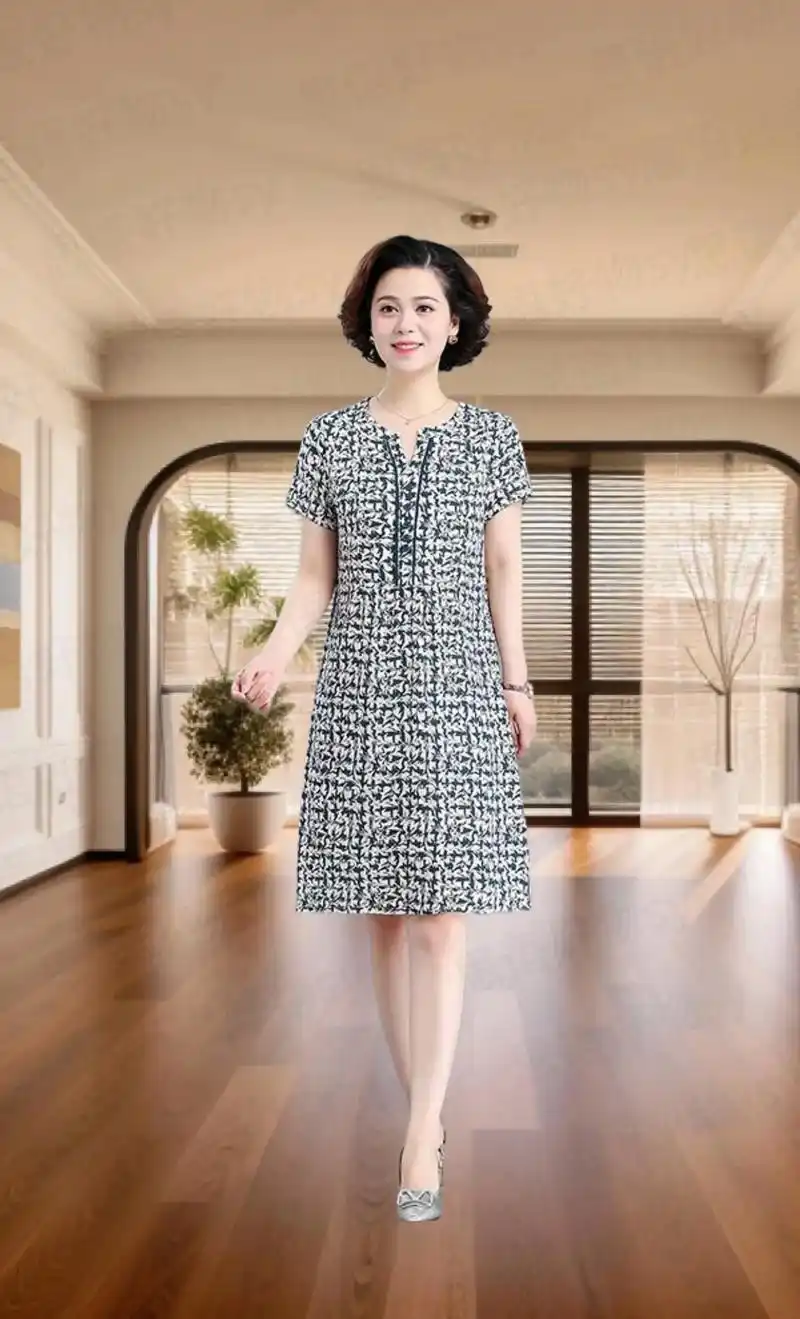 这款连衣裙适合小个子妈妈穿着,采用舒适面料,品味优雅姜观舒适,展现