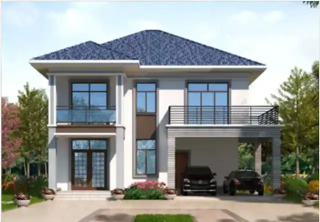 新中式带停车位农村小别墅图