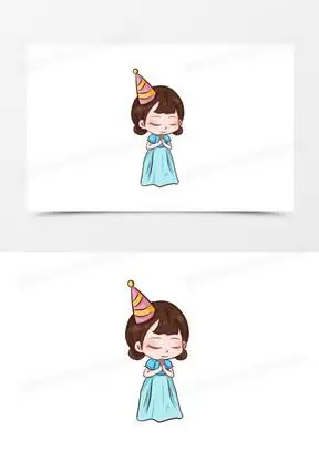 手绘卡通小公主生日许愿元素