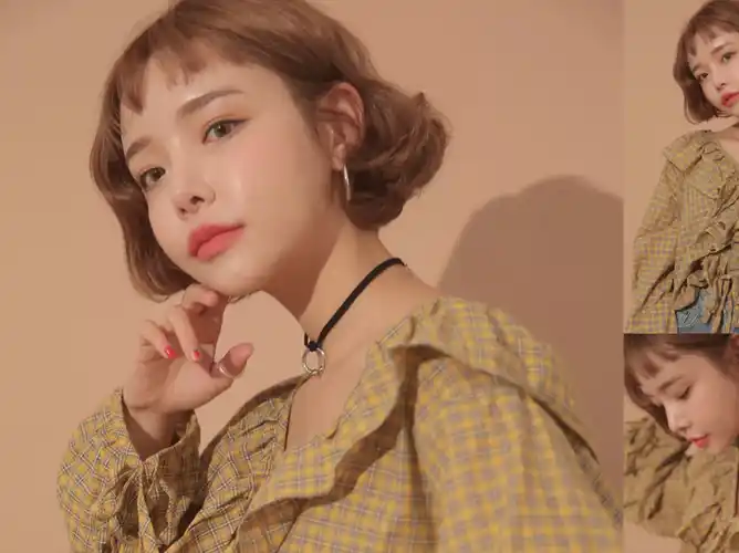 这款是超短的卷发发型,刘海是今年最潮的狗啃式设计,发卷儿幅度自然而