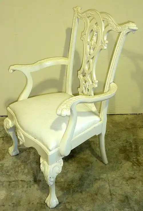 19th century - chippendale armchair painted in whi