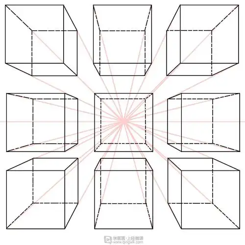 燠临摹一点透视正方体绘画基础透视的练习