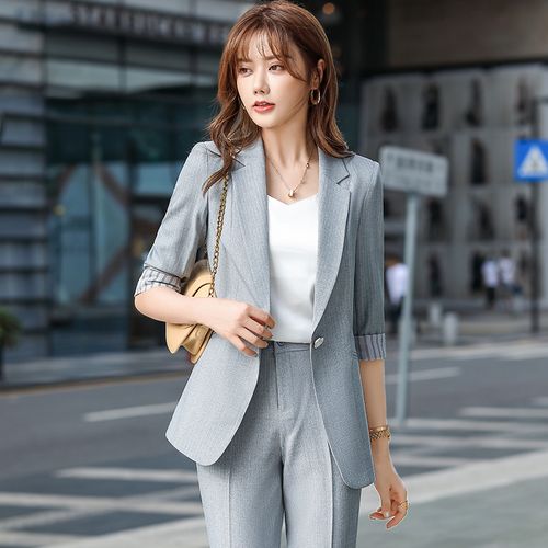 西装套装女中袖韩版气质高级时尚休闲工作服高端职业短外套