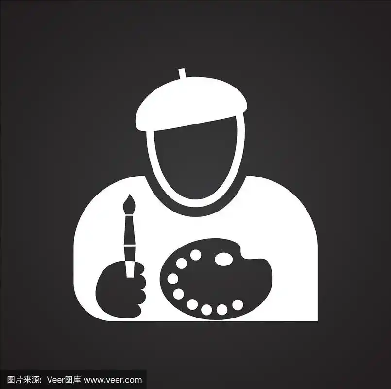 艺术家图标在黑色背景的图形和