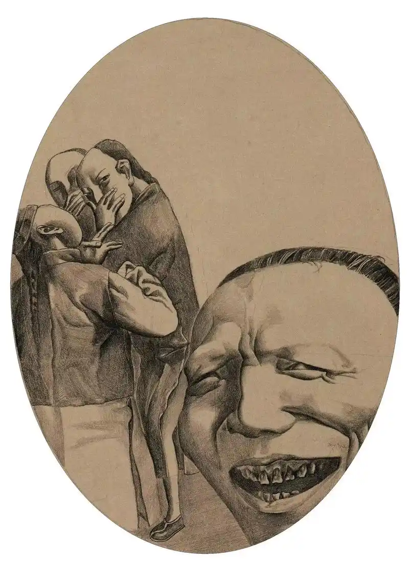 石版画·《狂人日记》插图."其中最凶的一个人,张着嘴,对我笑 - 抖音