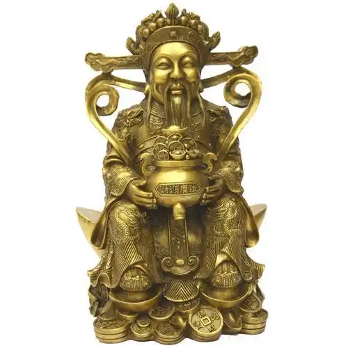 铜财神纯铜财神范懿坐龙椅财神公司开业礼品玄关招财工艺品摆饰品