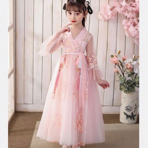 迪士尼(disney)官方品牌汉服女童12岁古装衣服儿童夏连衣裙中国风学生