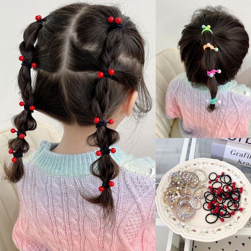 红色宝宝发圈不断耐用儿童皮筋编发扎小辫高弹力不伤发女童头绳