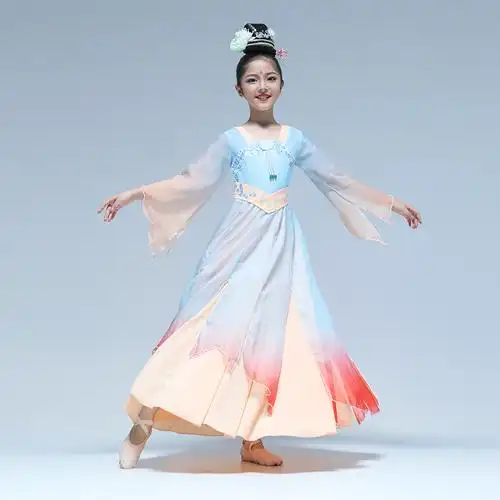 儿童古典舞舞蹈演出服中国舞女飘逸汉服少儿古风中国风仙气艺考服