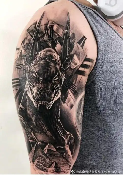 今日纹身图案推荐战神阿努比斯这组也太酷了吧~~#北京纹身##纹身设计