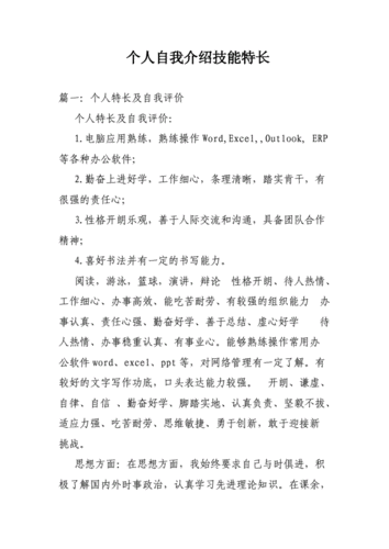 个人自我介绍技能特长doc27页