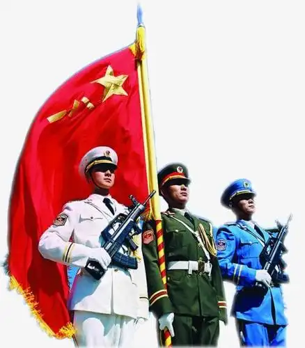 国庆节 军人 中国军人 国旗 三军将士敬礼图 卡通小军人 三军仪仗队