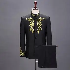 中山装演出服男大合唱团服装男式中国风乐队男士立领表演舞台唐装