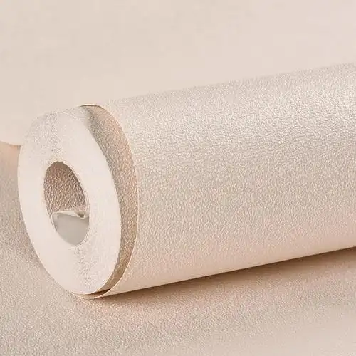 米色新款简约暖米白色纯色色浅pvc墙纸背景墙pvc墙纸