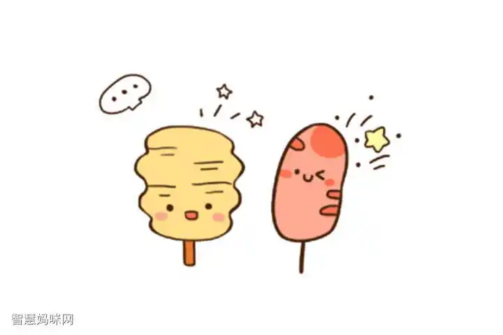 简单可爱的卡通烤串简笔画