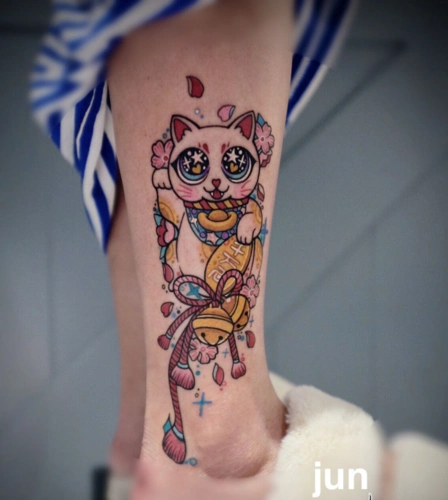 2020最新招财猫纹身图案大全日式招财猫纹身图3
